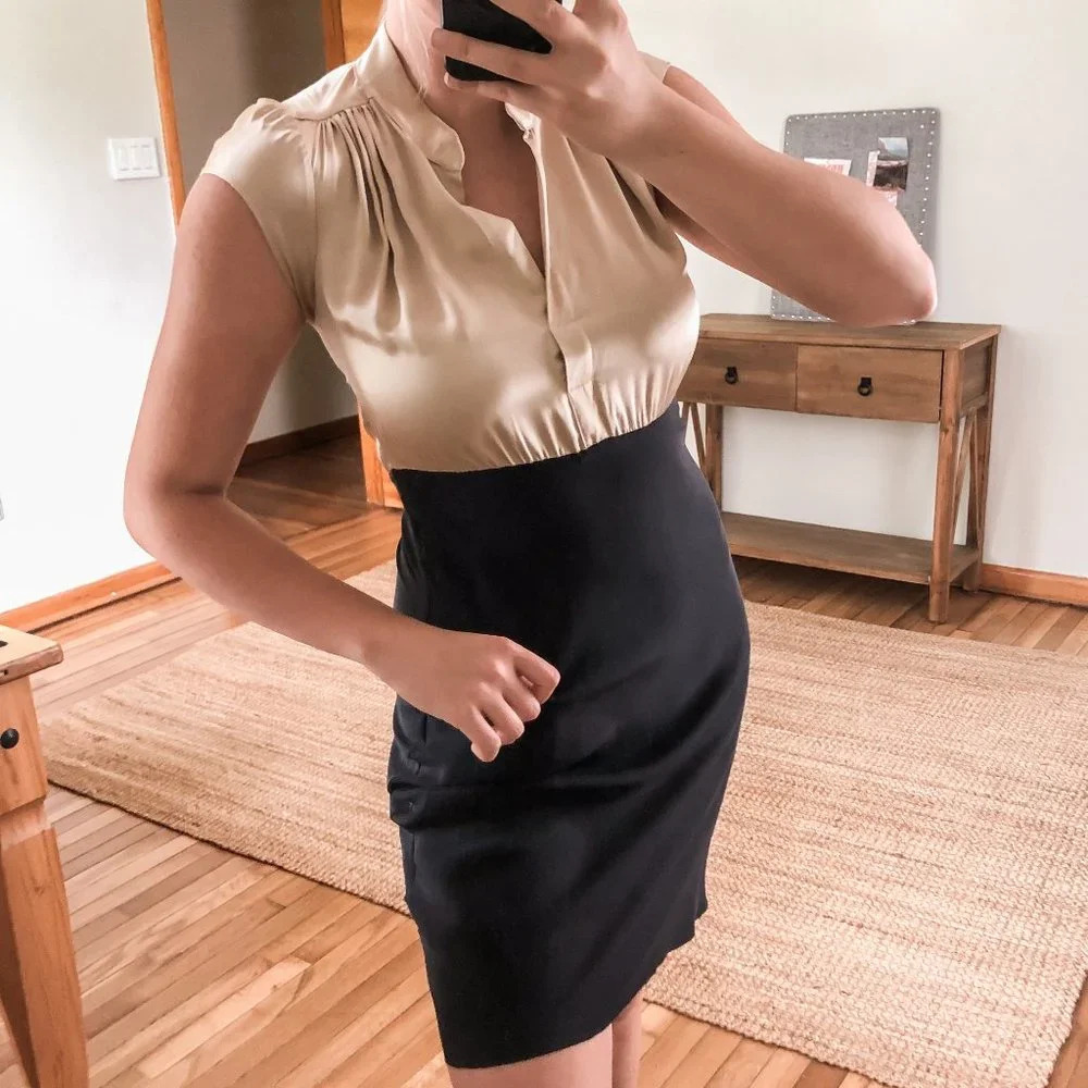 Sir The Label Silk Colorblock Business Casual Designer Midi Dress S ALTERED